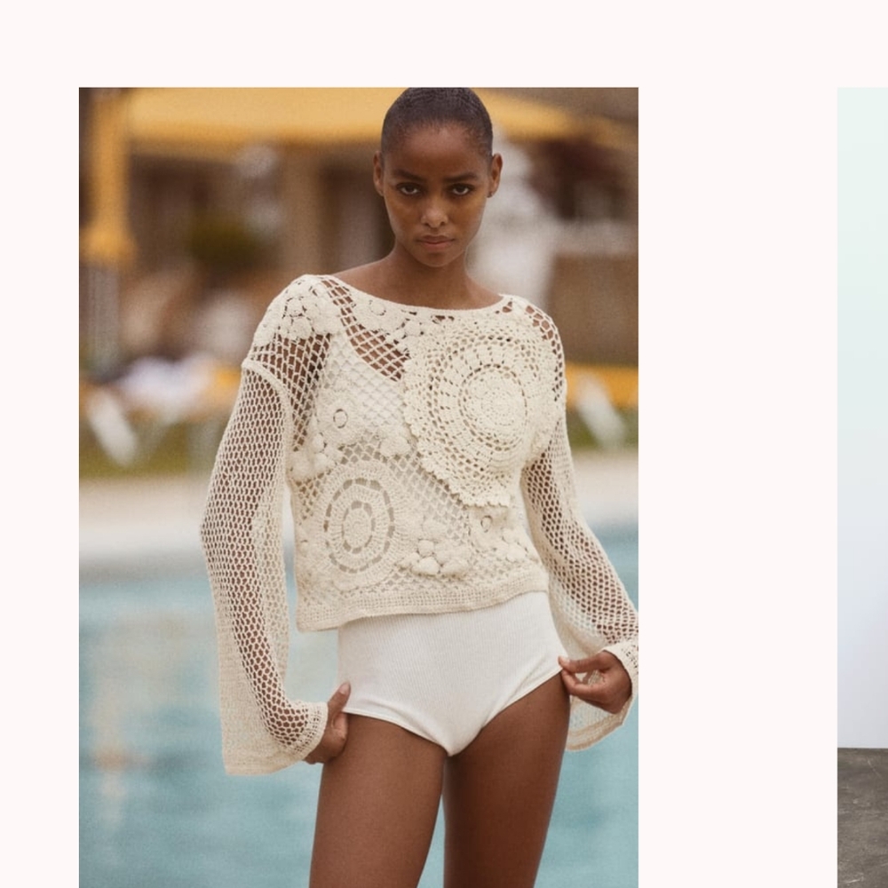 Zara Ecru Crochet Top